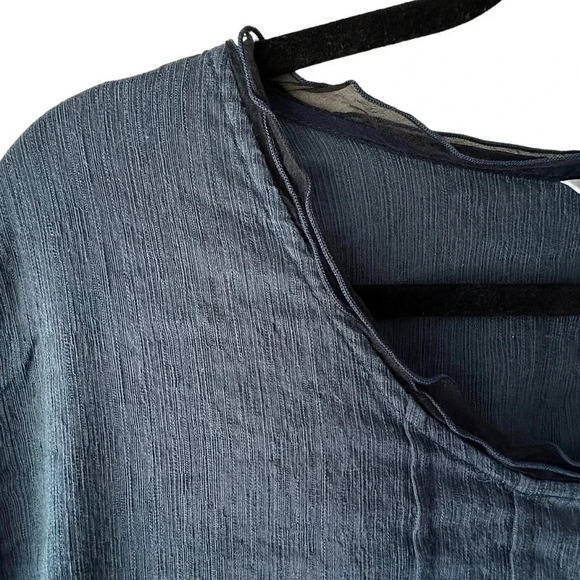 KLEĒN | NWOT | SILK & LINEN LONG SLEEVED PLEATED TOP BLOUSE | SIZE: LARGE - Picture 5 of 8